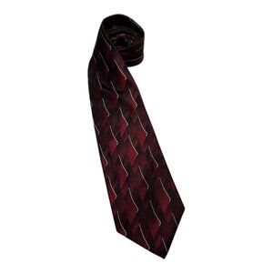 Pierre Cardin Geometric Black & Red Silk Tie Vintage